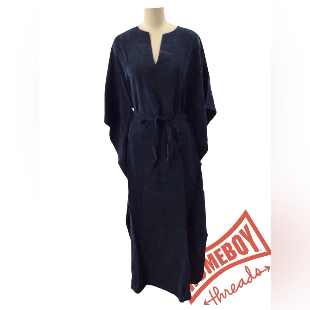 Ocean+Main Classic Cupro Caftan Navy Dress